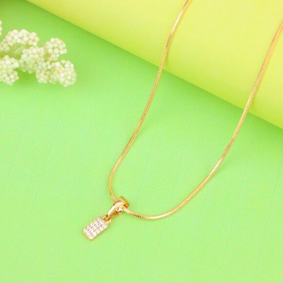 "Rose Gold Plated Rectangular Pendant with Crystal Detailing, XPPT1196 - Picture 2 of 12